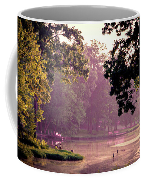 Lakeside Coffee Mug featuring the photograph Lakeside Dawn by Barry Jones