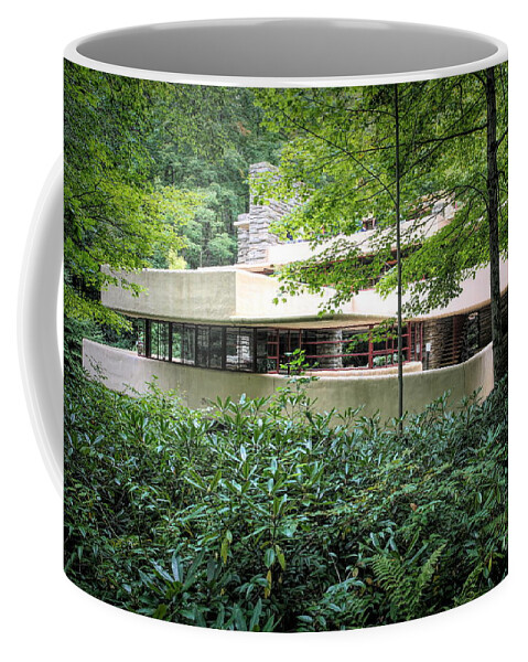 Frank Lloyd Wright Coffee Mug featuring the photograph Landscape View Frank Lloyd Wright Home on Waterfall by Chuck Kuhn