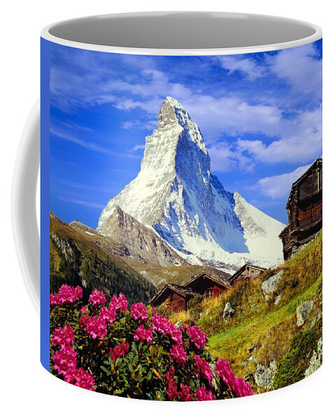 Estock Coffee Mug featuring the digital art Landscape With Matterhorn by Johanna Huber