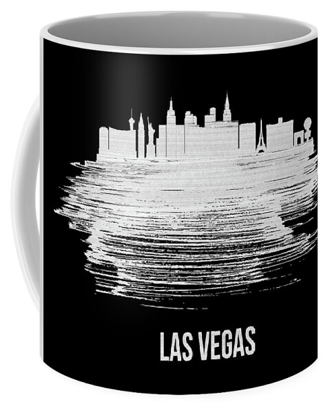 Las Vegas Coffee Mug featuring the mixed media Las Vegas Skyline Brush Stroke Blue by Naxart Studio