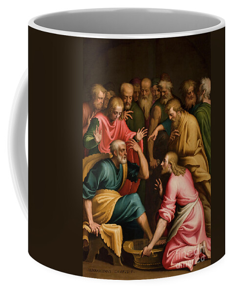 Christian Coffee Mug featuring the painting Lavanda Dei Piedi 1569 by Bernardino Campi