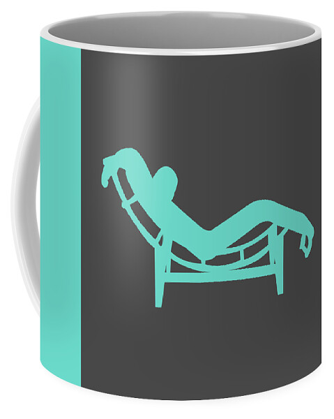 Minimalist And Tasteful Collection Mid-century Design Inspired Art. Beautiful And Clean Illustrations Of Iconic Furniture Coffee Mug featuring the mixed media Le Corbusier Chaise Lounge Chair I by Naxart Studio
