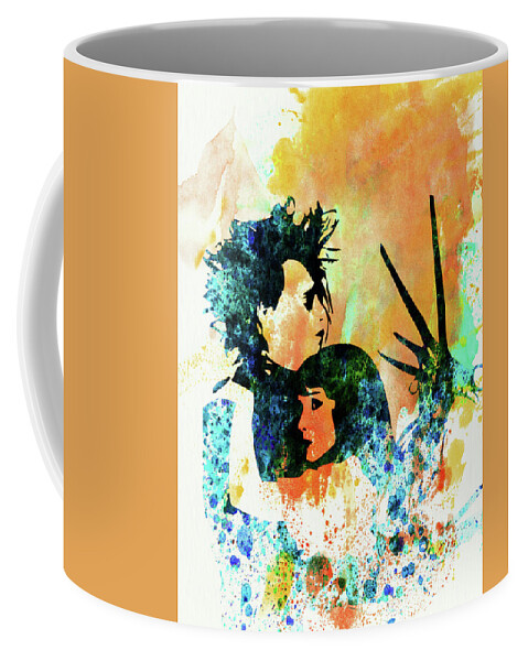 Edward Scissorhands Coffee Mug featuring the mixed media Legendary Edward Scissorhands Watercolor by Naxart Studio