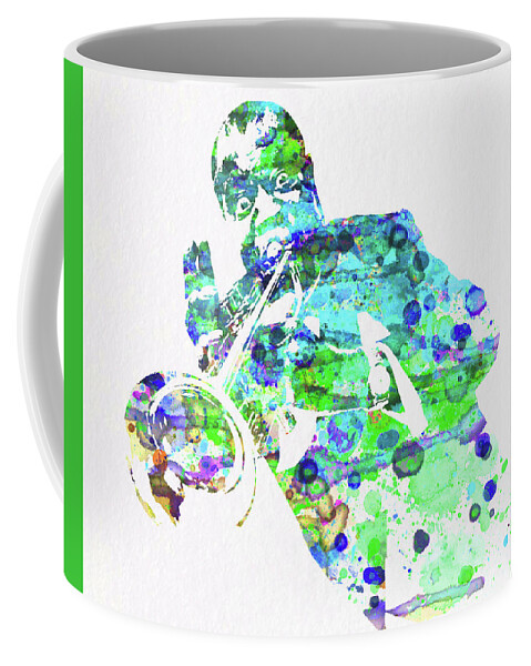 Louis Armstrong Coffee Mug featuring the mixed media Legendary Louis Armstrong Watercolor by Naxart Studio