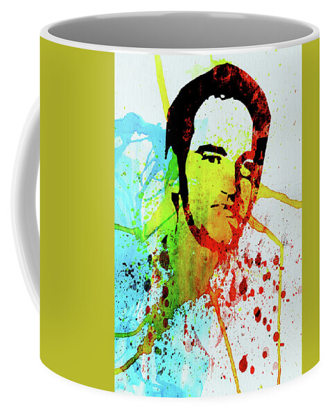 Quentin Tarantino Coffee Mug featuring the mixed media Legendary Quentin Watercolor I by Naxart Studio