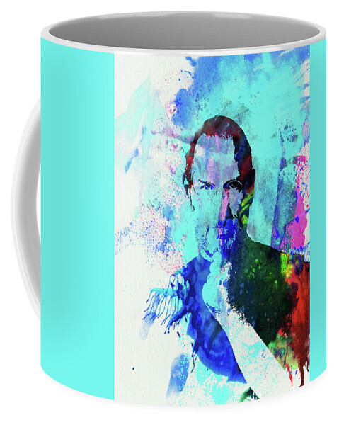 Steve Jobs Coffee Mug featuring the mixed media Legendary Steve Jobs Watercolor by Naxart Studio