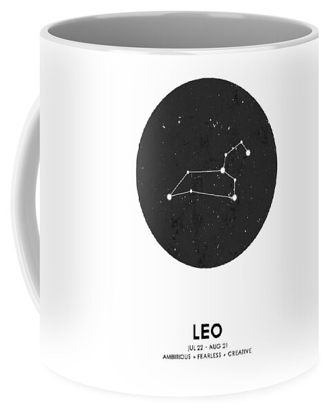 Leo Coffee Mug featuring the mixed media Leo Print - Zodiac Signs Print - Zodiac Posters - Leo Poster - Night Sky - Stars - Leo Traits by Studio Grafiikka