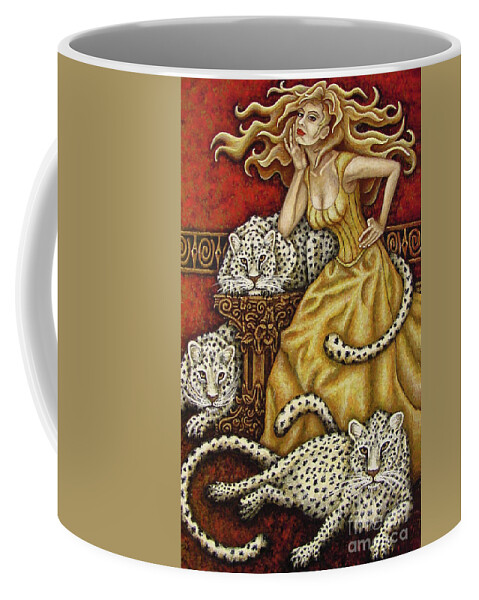 Cat Lady Coffee Mug featuring the painting Leopard's Lair by Amy E Fraser