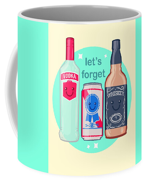 Beer Coffee Mug featuring the drawing Lets Forget by Ludwig Van Bacon