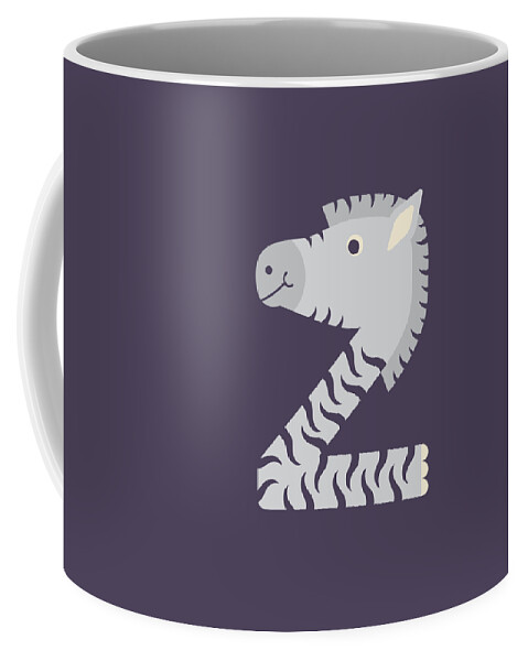 Animal Alphabet Coffee Mug featuring the digital art Letter Z - Animal Alphabet - Zebra Monogram by Jen Montgomery