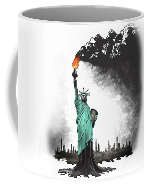 Usa Coffee Mug featuring the painting Liberty Oil by Sassan Filsoof
