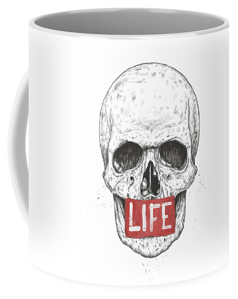 Skull Coffee Mug featuring the mixed media Life by Balazs Solti