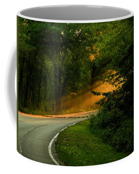 Sunrise Coffee Mug featuring the photograph Light at the End of the Road by Sandra J's
