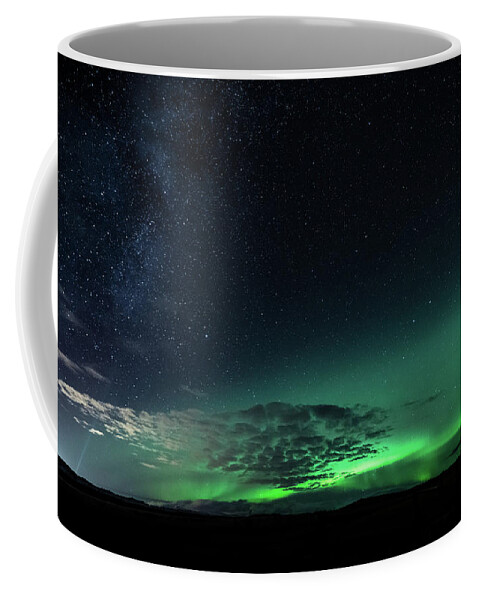 Iceland Coffee Mug featuring the photograph Light up the Sky by Framing Places