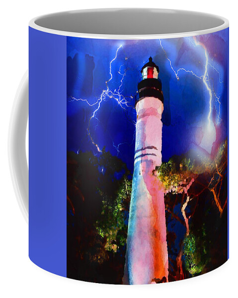 Key West Coffee Mug featuring the mixed media Lightning Light by Jas Stem