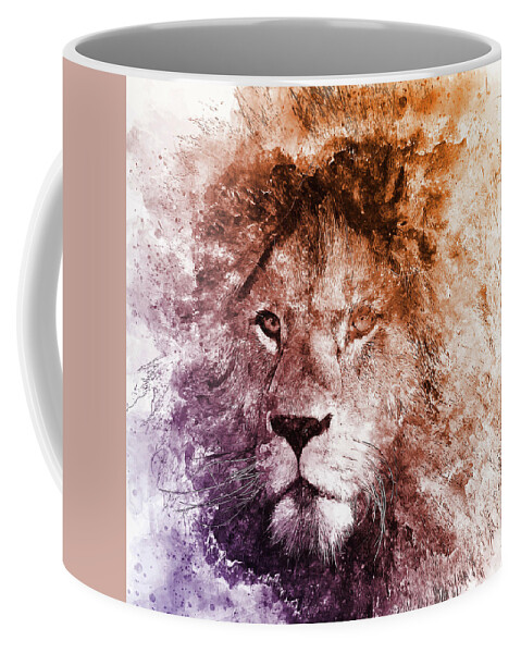 Lion King Coffee Mug featuring the painting Lion King - 02 by AM FineArtPrints