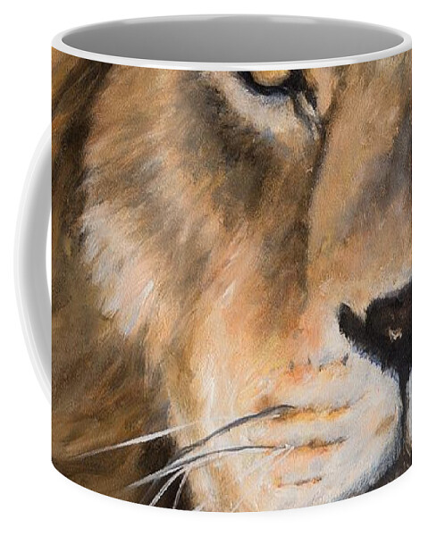 Lion Coffee Mug featuring the painting Lion by Kirsty Rebecca