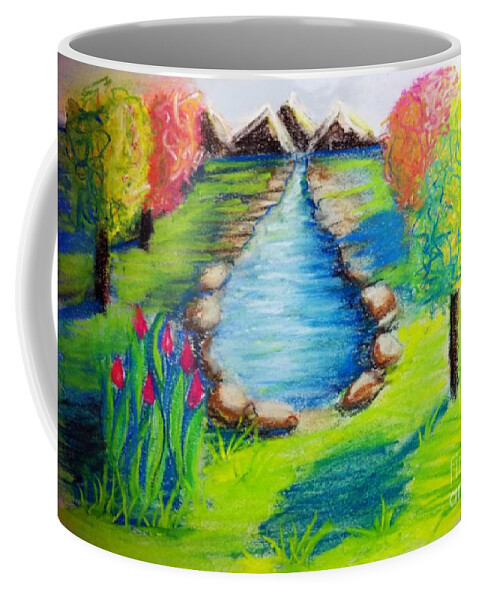Digital Art Coffee Mug featuring the digital art Little Dam II Landscape Artwork by Delynn Addams by Delynn Addams