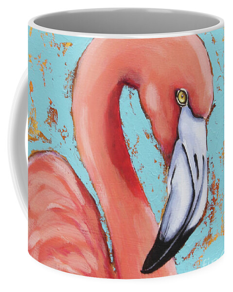 Flamingo Coffee Mug featuring the painting Little Flamingo by Lucia Stewart