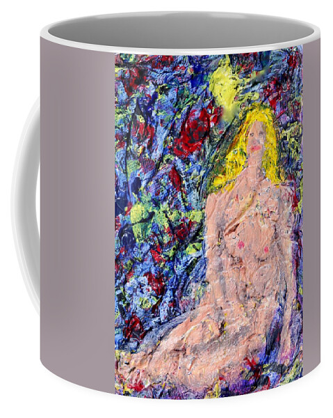Nude Abstract Acrylic Paper Textured Surface Mixed Media Coffee Mug featuring the mixed media Small Nude by Thomas Santosusso