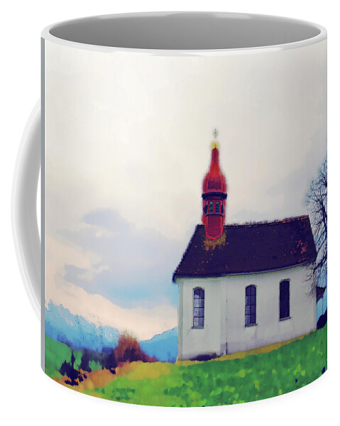 Church Coffee Mug featuring the photograph Little Swiss Church by Chuck Shafer