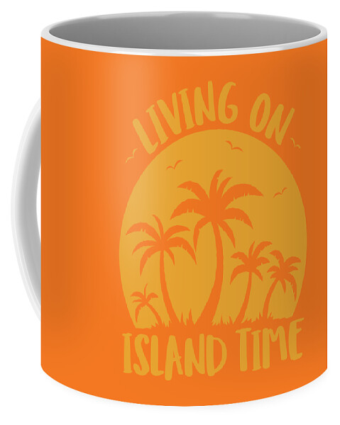 Beach Coffee Mug featuring the digital art Living On Island Time Palm Trees And Sunset by John Schwegel