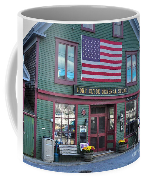 Flag Coffee Mug featuring the photograph Lobster at the Port Clyde General Store by Steve Brown