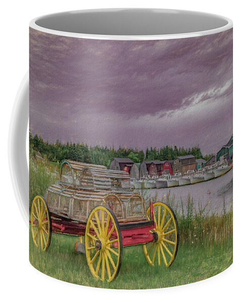 Pei Coffee Mug featuring the photograph Lobster Crate Wagon of Malpeque by Marcy Wielfaert