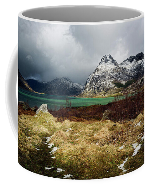Landscape Image Coffee Mug featuring the photograph Lofoten Stormbreak and Aspiring Mountain by James Covello