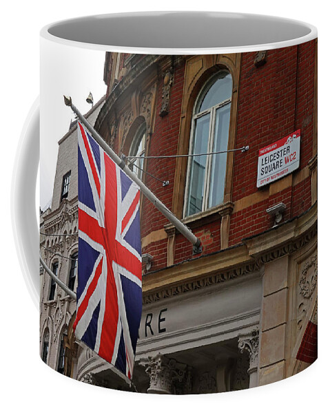 London Coffee Mug featuring the photograph London Leicester Square Sign London UK England by Toby McGuire