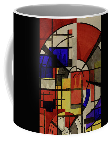 Geometric Coffee Mug featuring the mixed media London Squares FIVE ONE FIVE by BFA Prints