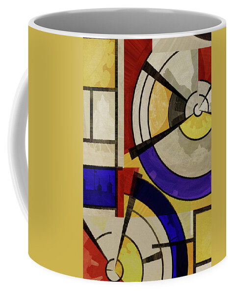 Geometric Coffee Mug featuring the mixed media London Squares ONE ONE TWO by BFA Prints