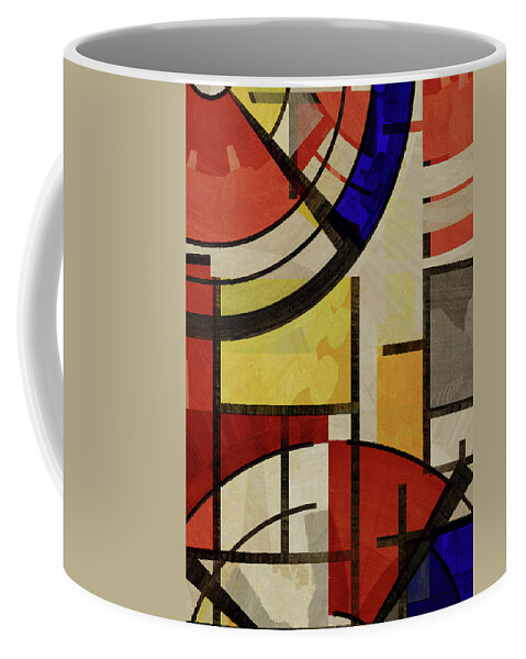 Geometric Coffee Mug featuring the mixed media London Squares THREE TWO FOUR by BFA Prints
