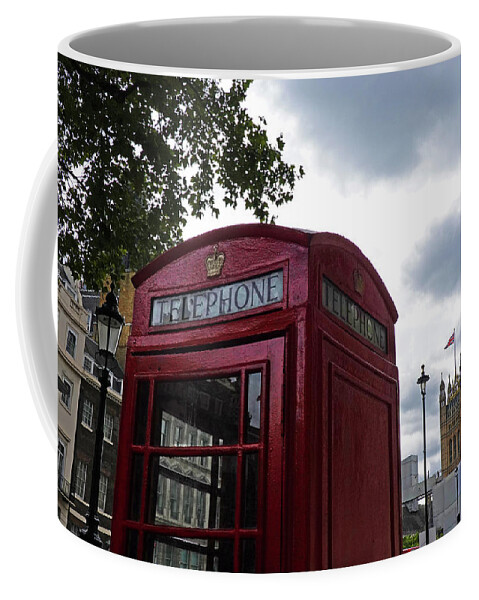 London Coffee Mug featuring the photograph London Telephone Booth with Tower London UK by Toby McGuire