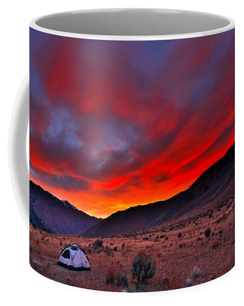 Sunset Coffee Mug featuring the photograph Lone Tent by Tom Gresham