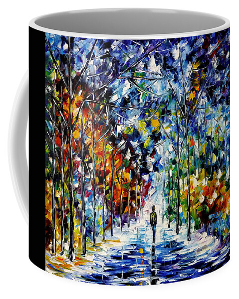 Winter Painting Coffee Mug featuring the painting Lonely Winter Day by Mirek Kuzniar