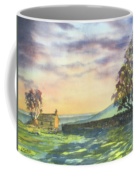 Watercolour Coffee Mug featuring the painting Long Shadows at Sunset by Glenn Marshall
