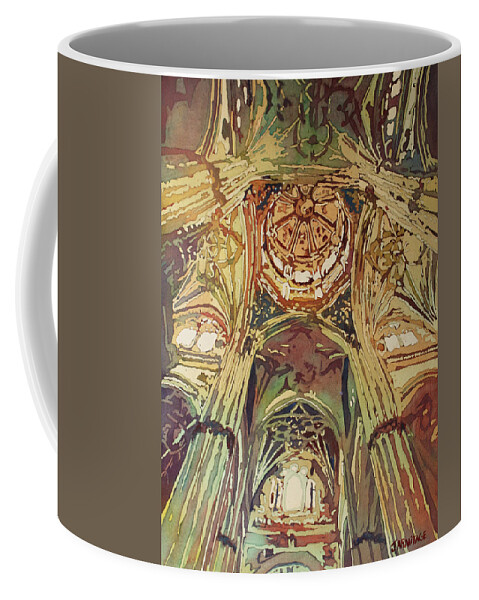 Salamanca Coffee Mug featuring the painting Looking Up Salamanca Cathedral by Jenny Armitage