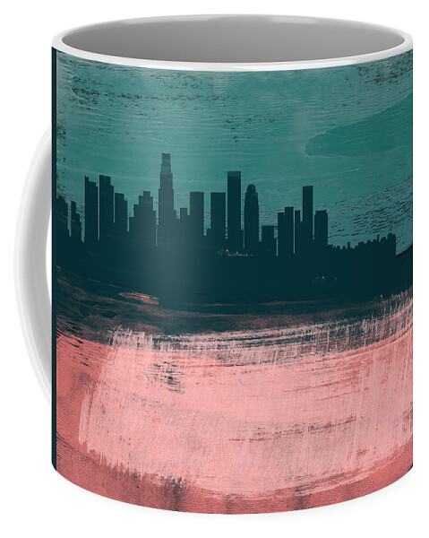 Los Angeles Coffee Mug featuring the mixed media Los Angeles Abstract Skyline II by Naxart Studio