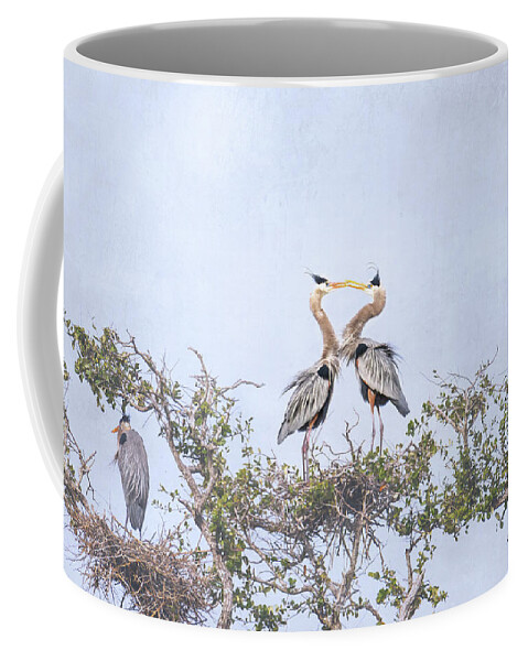 Debra Martz Coffee Mug featuring the photograph Love Is In The Air - Great Blue Herons by Debra Martz