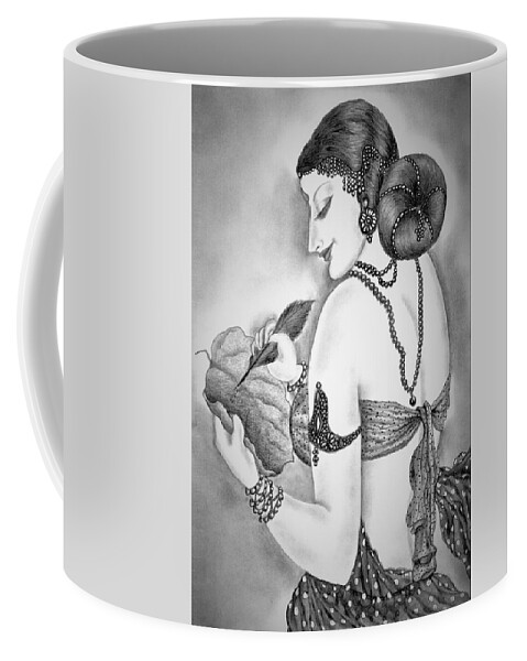 Apsara Coffee Mug featuring the drawing Love letter by Tara Krishna
