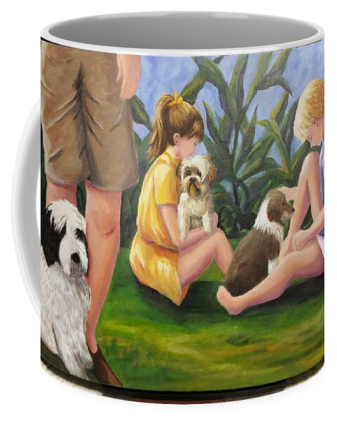 Children Coffee Mug featuring the painting Love My Puppy by Rosie Sherman
