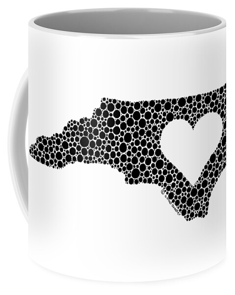 Black And White Coffee Mug featuring the drawing Love North Carolina by A Mad Doodler