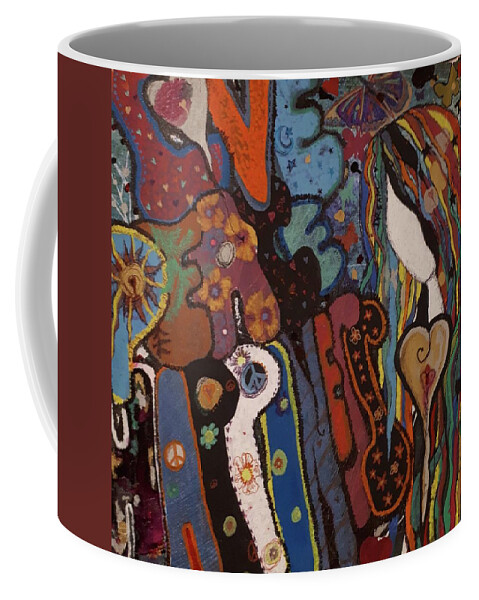 Love Coffee Mug featuring the painting Love, Peace, Happiness by Christine Paris