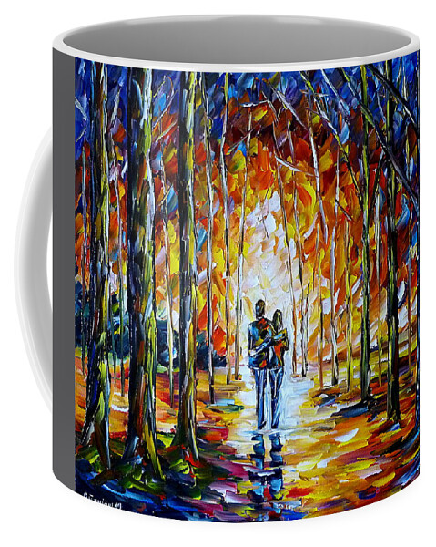 Park Landscape Coffee Mug featuring the painting Lovers In The Park by Mirek Kuzniar