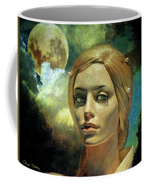 Staley Coffee Mug featuring the mixed media Luna in the Garden of Evil by Chuck Staley