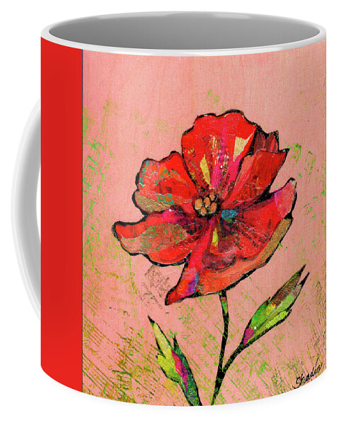 Red Coffee Mug featuring the painting Lyrical Poppy I by Shadia Derbyshire