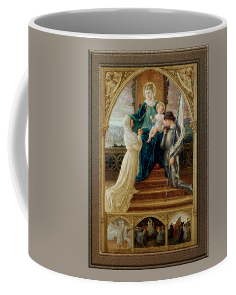 Madonna And Child Coffee Mug featuring the painting Madonna and Child Seated Between St. Genevieve and Joan Of Arc by Elisabeth Sonrel by Rolando Burbon