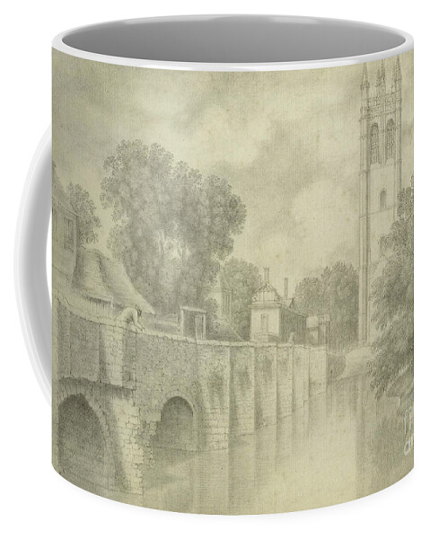 Bridge Coffee Mug featuring the painting Magdalen Bridge And Tower Graphite by John Baptist Malchair