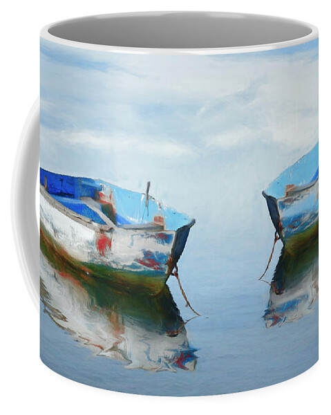 Boats Coffee Mug featuring the photograph Make it a Double Painting by Debra and Dave Vanderlaan